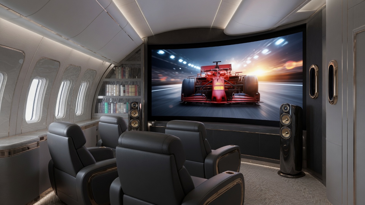 Private in-flight cinema with Dolby THX cabin theatre